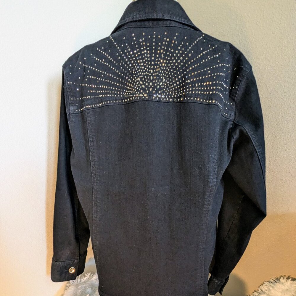 Chico's rhinestone denim jacket sz 2